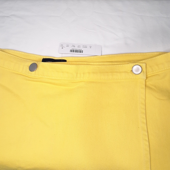 J Crew Yellow Garment-dyed Japanese Denim Wrap Mini Skirt Size 32 - Picture 7 of 8
